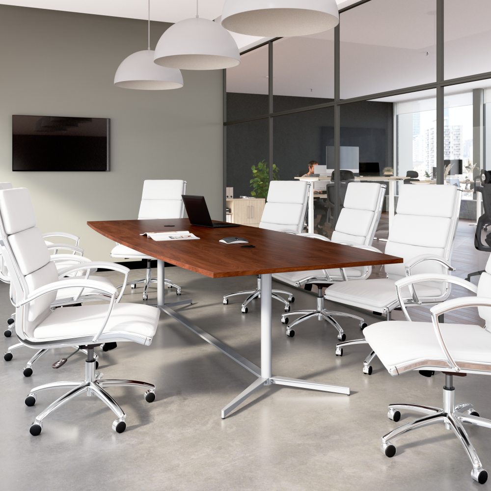 Shop Bush Business Furniture 120-inch Office Conference Table with Metal Base, Image 02, 99TBM120HCSVK, #color_hansen cherry