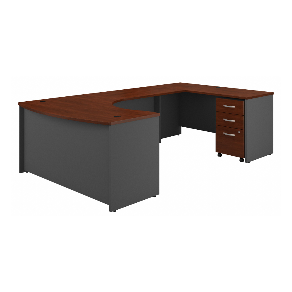 Shop Bush Business Furniture Series C 60W Right Handed Bow Front U Shaped Desk with Mobile File Cabinet, Image 01, SRC089HCSU, #color_hansen cherry/graphite gray