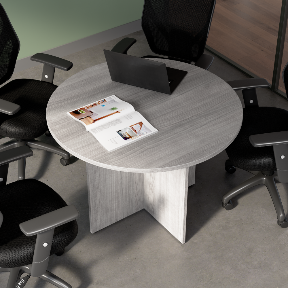 Shop Bush Business Furniture 42-inch Round Conference Table with Wood Base, Image 03, 99TB42RPG, #color_platinum gray