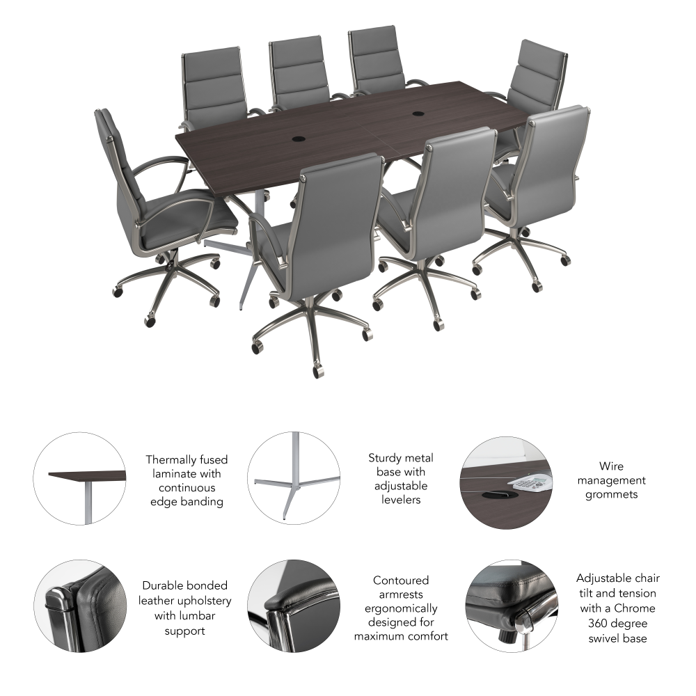 Shop Bush Business Furniture 96-inch Office Conference Table with Chairs, Image 06, CTB001SG, #color_storm gray