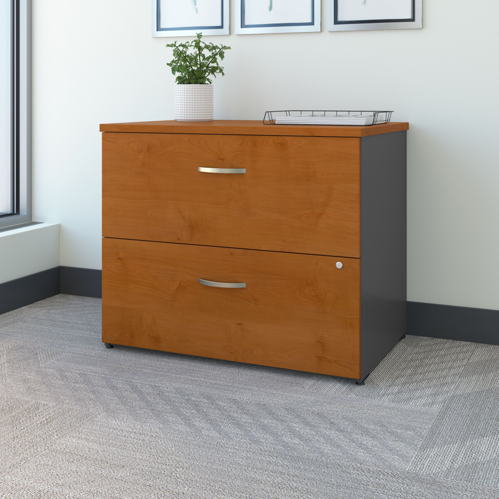 Shop Bush Business Furniture Series C Lateral File Cabinet, Image 02, WC72454CSU, #color_natural cherry/graphite gray