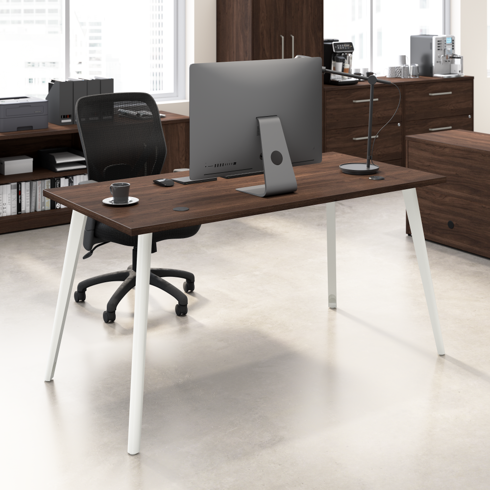 Shop Bush Business Furniture Vista 60W x 30D Computer Desk with Splayed Metal Legs, Image 02, VSD160BW, #color_black walnut