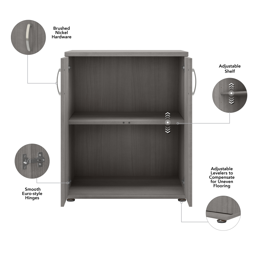 Shop Bush Business Furniture Universal Floor Storage Cabinet with Doors and Shelves, Image 07, UNS128PG, #color_platinum gray