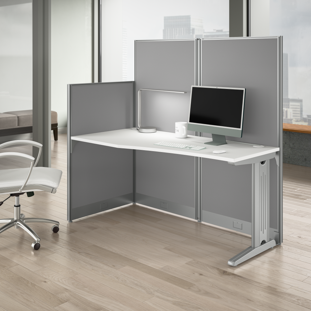 Shop Bush Business Furniture Office in an Hour 65W x 33D Straight Cubicle Desk, Image 02, WC36192-03K, #color_pure white