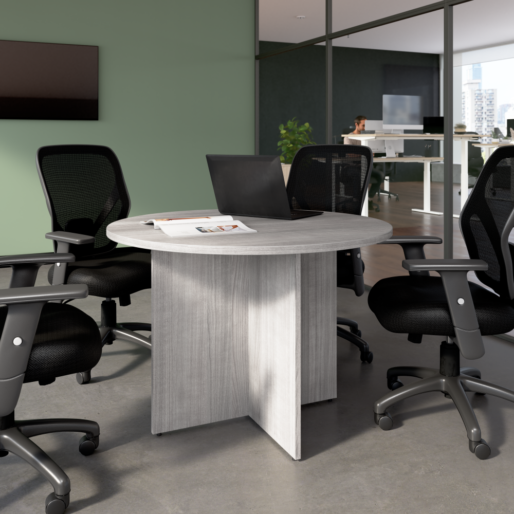 Shop Bush Business Furniture 42-inch Round Conference Table with Wood Base, Image 02, 99TB42RPG, #color_platinum gray