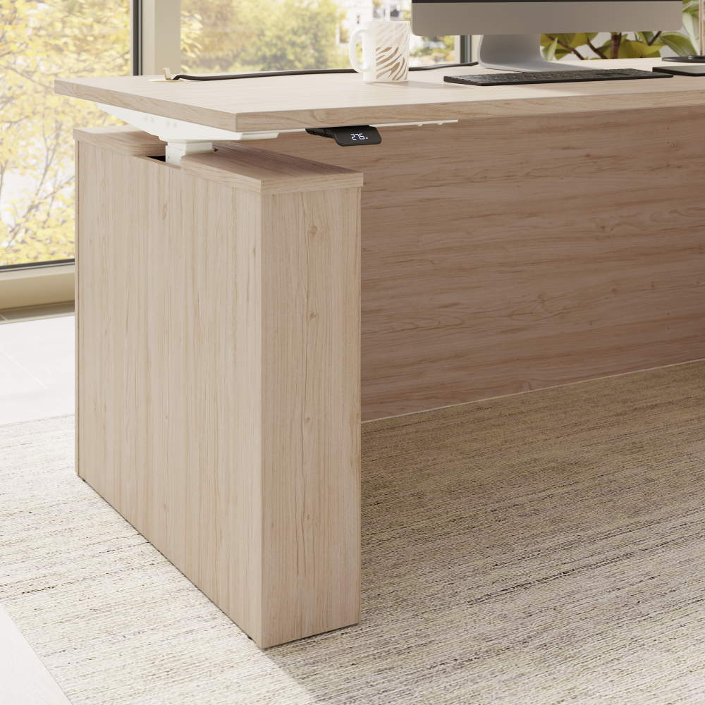 Shop Bush Business Furniture Stratus 72W x 30D Electric Height Adjustable Standing Desk with Modesty Panel, Image 04, SUT004NE, #color_natural elm