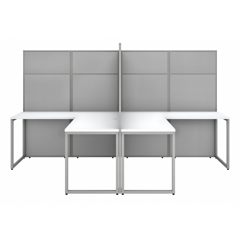 Shop Bush Business Furniture Easy Office 60W 4 Person L Shaped Cubicle Desk Workstation with 66H Panels, Image 03, EODH760WH-03K, #color_pure white/silver gray fabric
