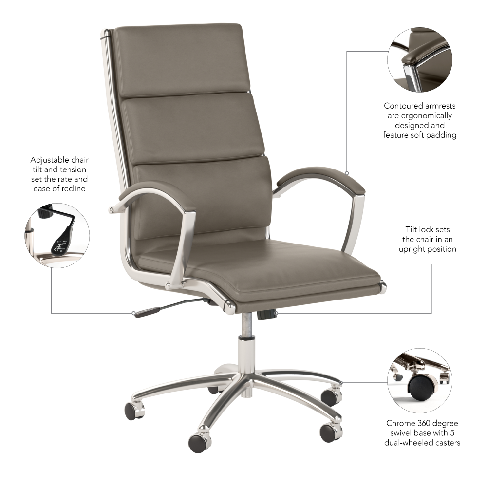 Shop Bush Business Furniture Modelo High Back Leather Executive Office Chair, Image 07, CH1701WGL-03, #color_washed gray leather