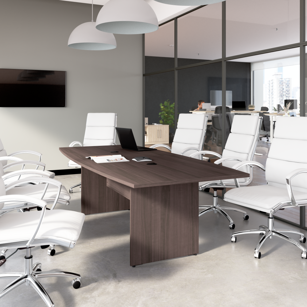 Shop Bush Business Furniture 96-inch Office Conference Table with Wood Base, Image 02, 99TB9642SGK, #color_storm gray