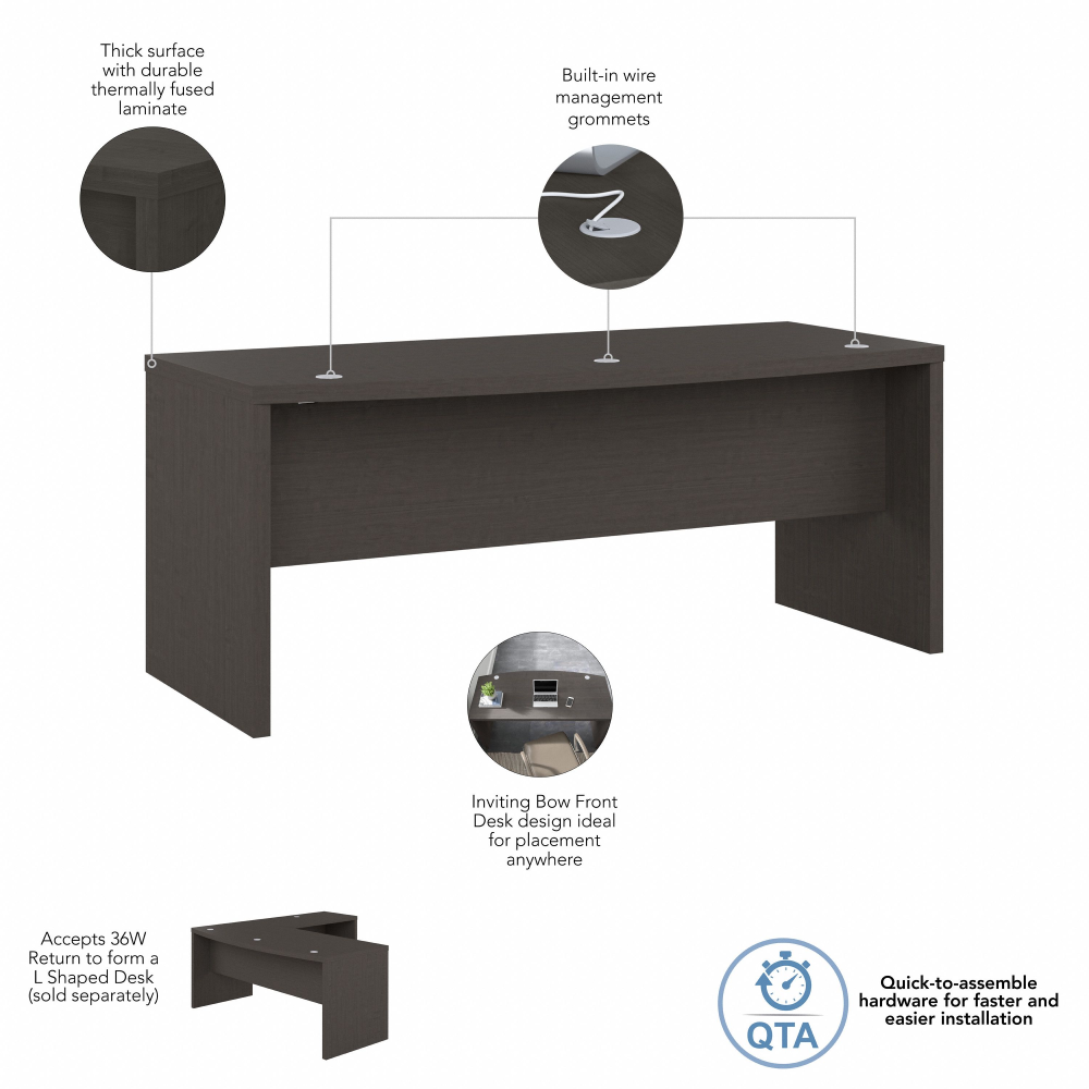 Shop Bush Business Furniture Echo 72W Bow Front Desk, Image 07, KI60309-03, #color_charcoal maple