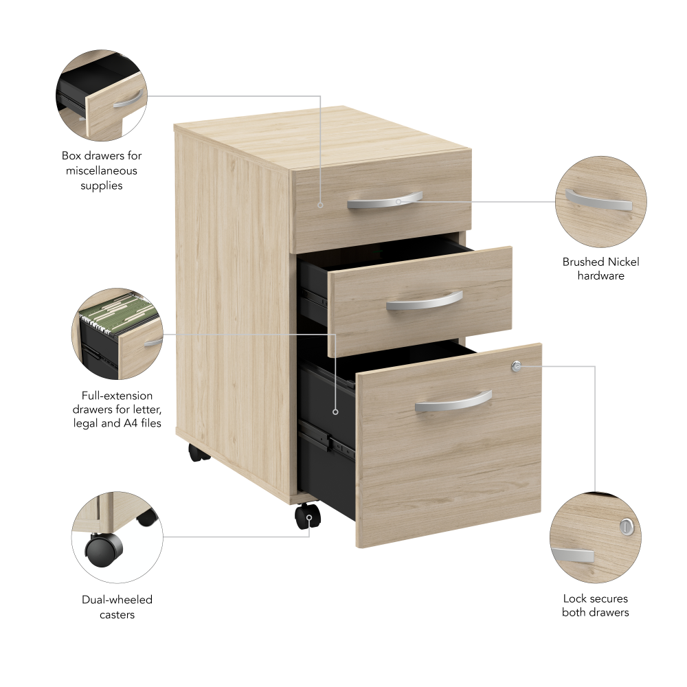 Shop Bush Business Furniture Studio C 3 Drawer Mobile File Cabinet, Image 09, SCF216NESU, #color_natural elm