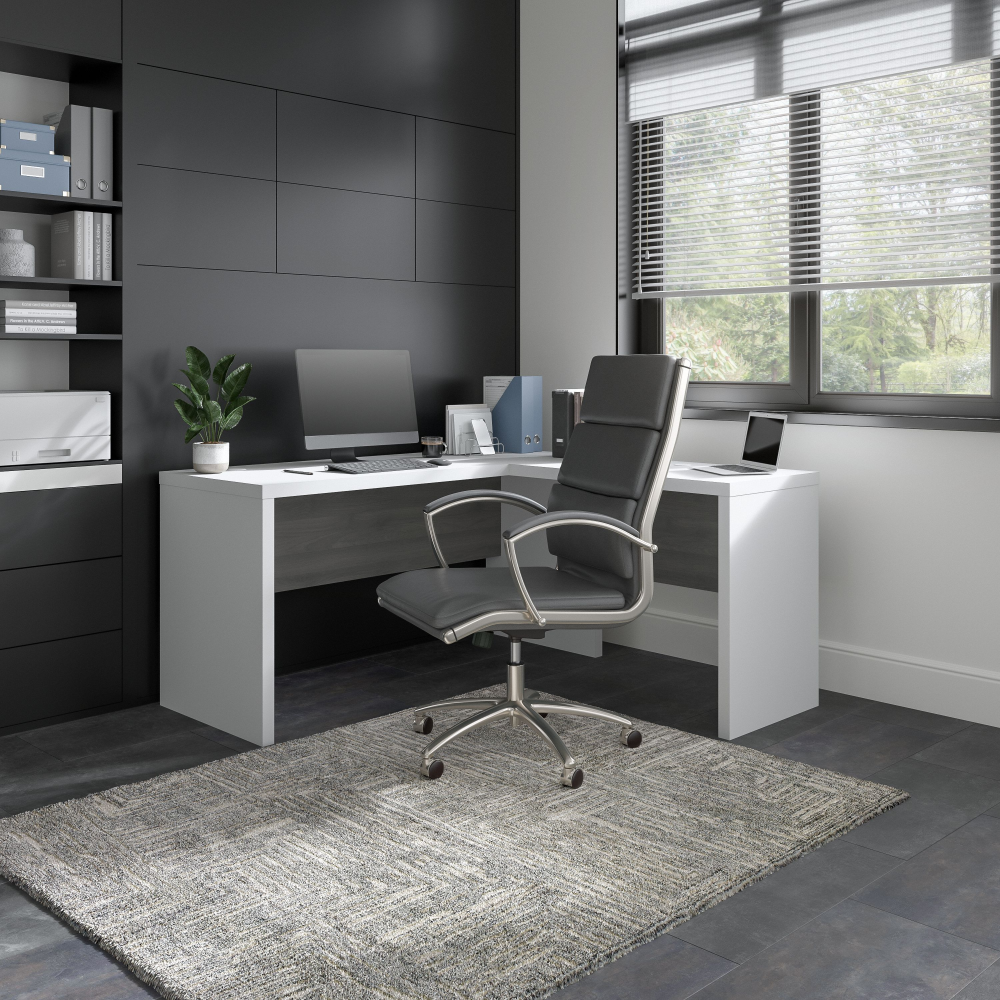 Shop Bush Business Furniture Echo L Shaped Desk, Image 02, ECH026WHMG, #color_pure white/modern gray
