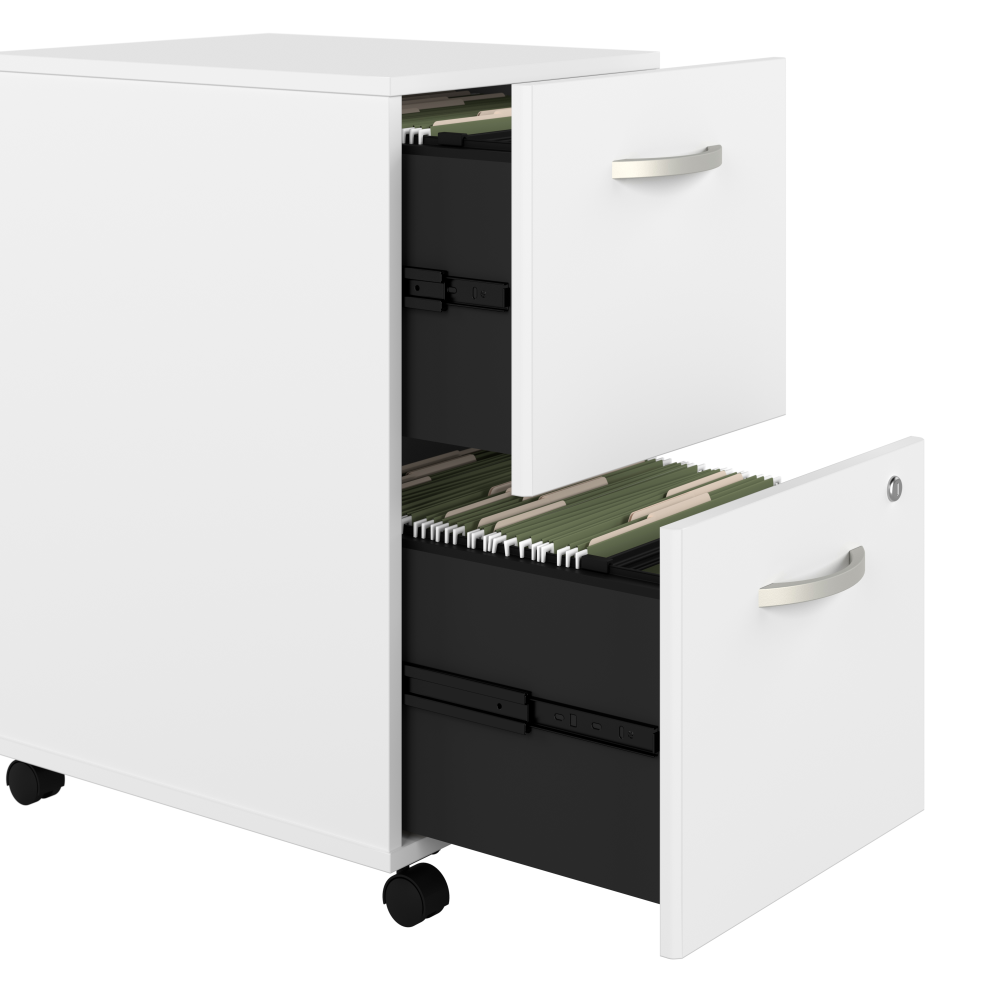Shop Bush Business Furniture Studio C 72W x 36D Bow Front Desk with Mobile File Cabinets, Image 03, STC012WHSU, #color_white