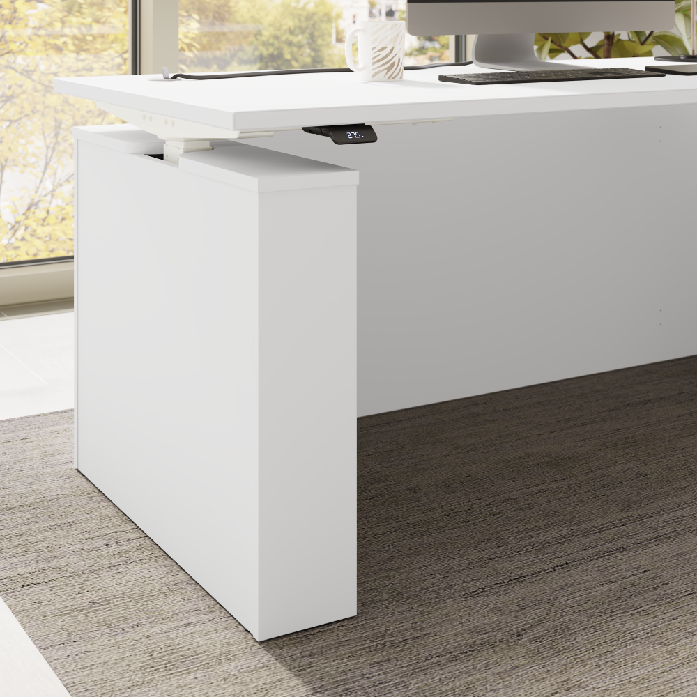Shop Bush Business Furniture Stratus 72W x 30D Electric Height Adjustable Standing Desk with Modesty Panel, Image 04, SUT004WH, #color_white