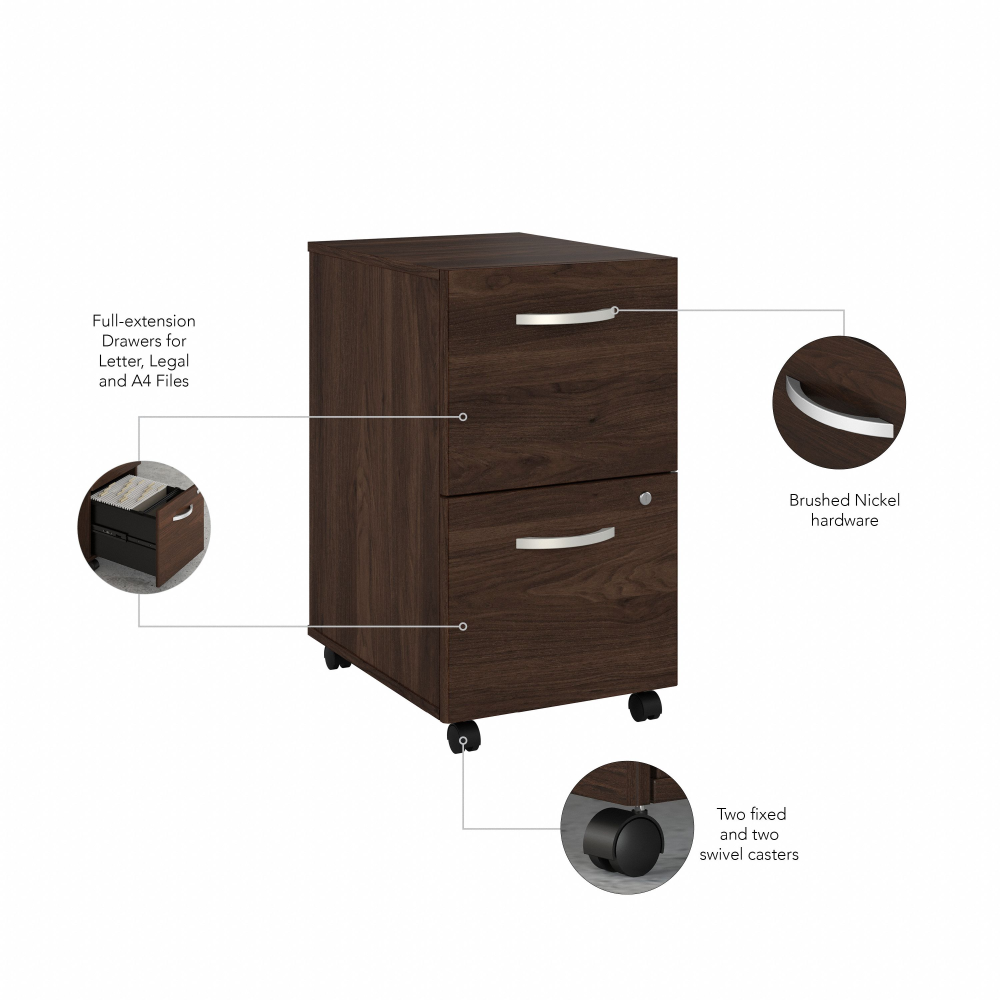 Shop Bush Business Furniture Studio C 72W x 36D Bow Front Desk with Mobile File Cabinets, Image 07, STC012BWSU, #color_black walnut