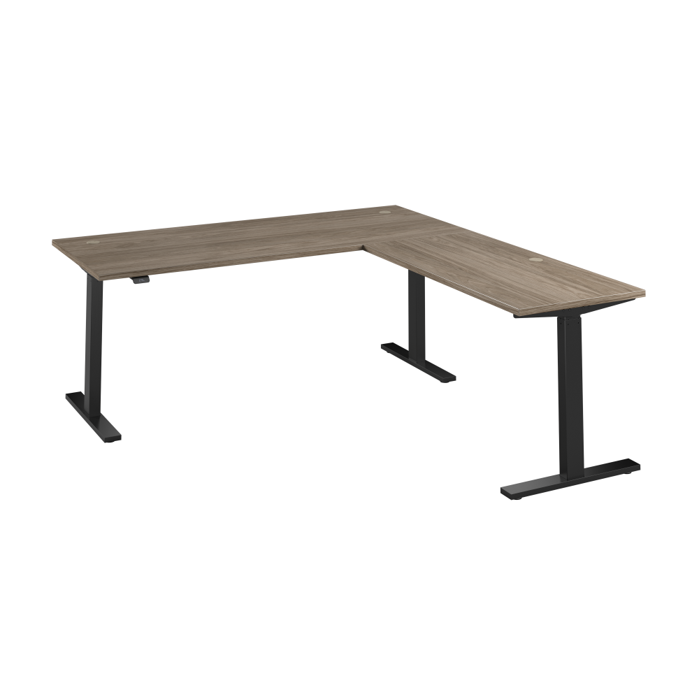 Shop Bush Business Furniture Move 60 Series 72W Height Adjustable L Shaped Standing Desk, Image 01, M6SL7278MHBK, #color_modern hickory/black powder coat