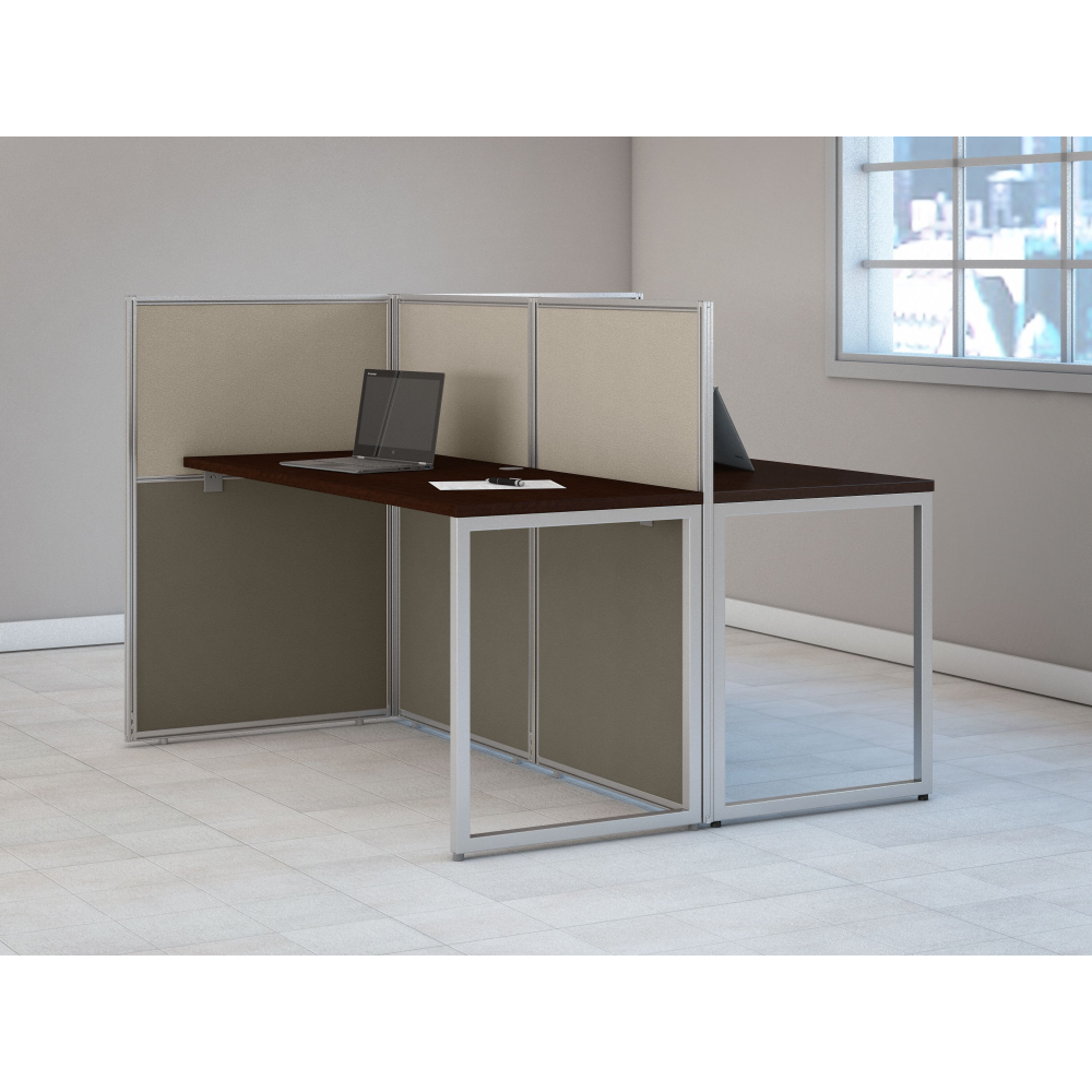 Shop Bush Business Furniture Easy Office 60W 2 Person Cubicle Desk Workstation with 45H Panels, Image 02, EOD460MR-03K, #color_mocha cherry