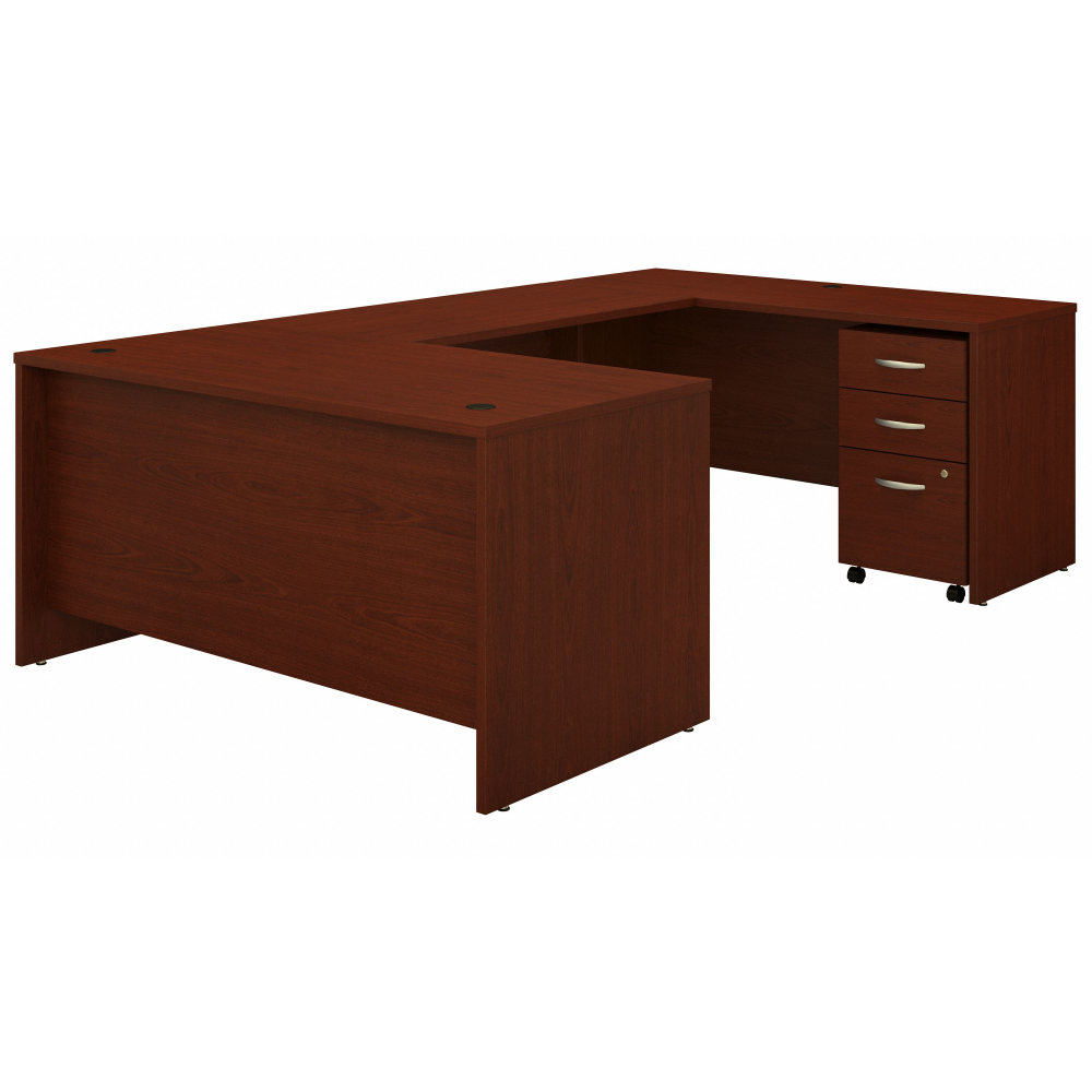 Shop Bush Business Furniture Series C 60W U Shaped Desk with 3 Drawer Mobile File Cabinet, Image 01, SRC148MASU, #color_mahogany