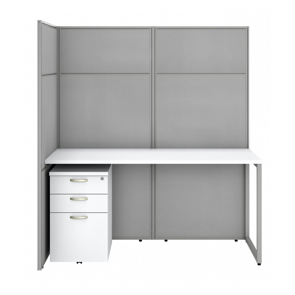 Shop Bush Business Furniture Easy Office 60W 2 Person Cubicle Desk with File Cabinets and 66H Panels, Image 03, EODH46SWH-03K, #color_pure white/silver gray fabric