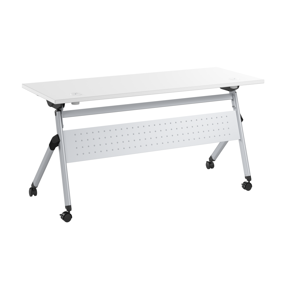 Shop Bush Business Furniture Envision 60W Folding Training Table with Powered Grommets, Image 01, NVS009WH, #color_white/cool gray metallic