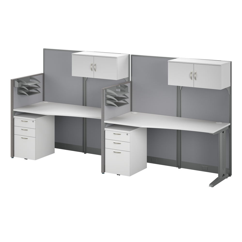 Shop Bush Business Furniture Office in an Hour 2 Person Straight Cubicle Desks with Storage, Drawers, and Organizers, Image 01, OIAH005WH, #color_pure white