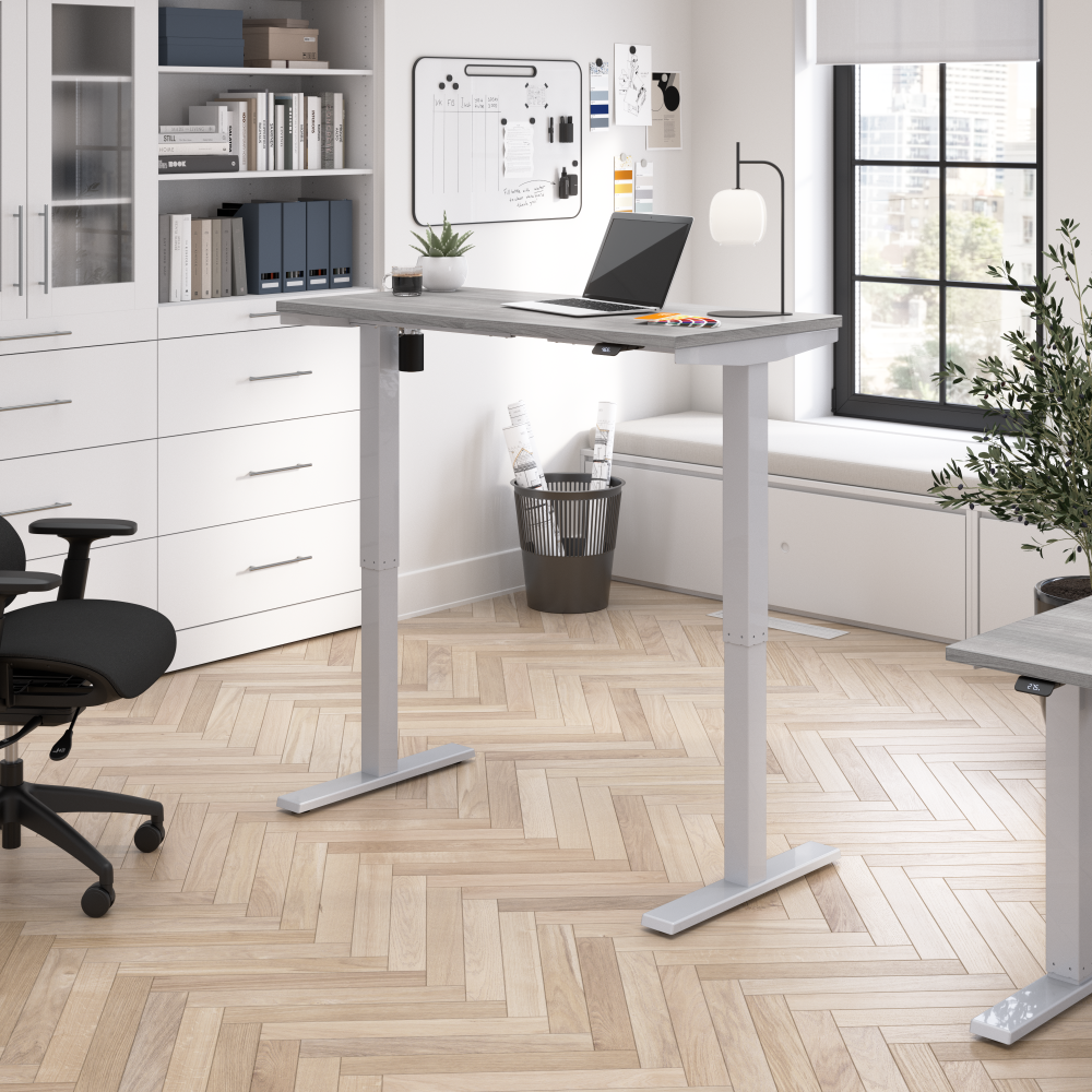 Shop Bush Business Furniture Move 40 Series 48W x 24D Electric Height Adjustable Standing Desk, Image 02, M4S4824PGSK, #color_platinum gray/cool gray metallic