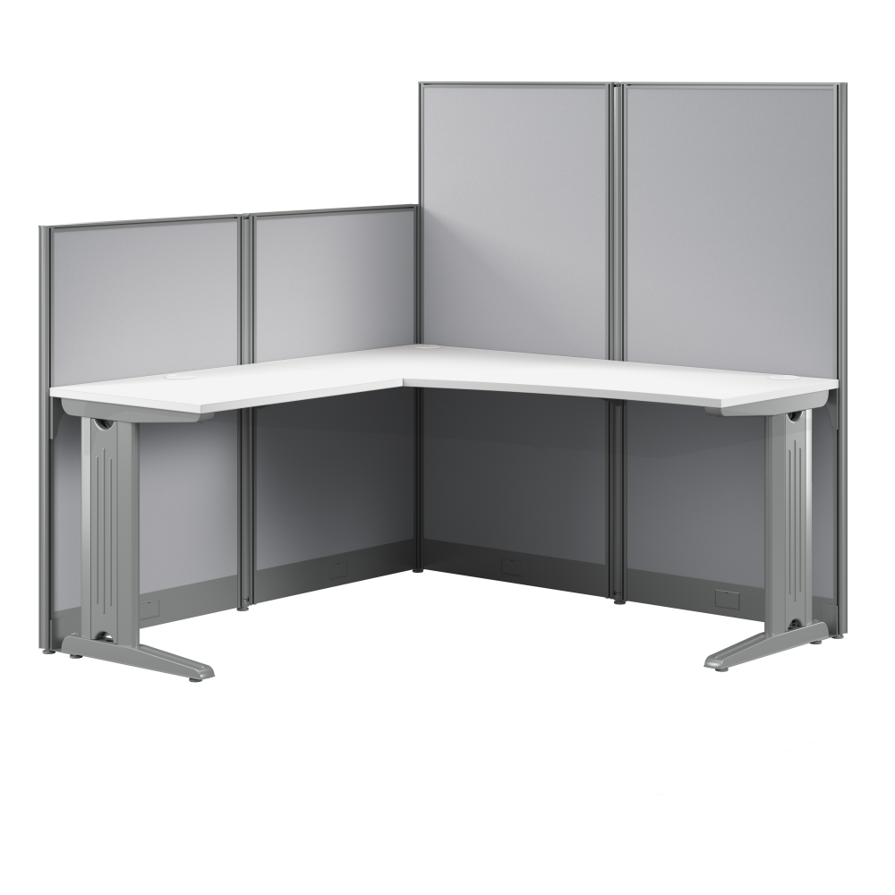Shop Bush Business Furniture Office in an Hour 65W x 65D L Shaped Cubicle Desk, Image 01, WC36194-03K, #color_pure white