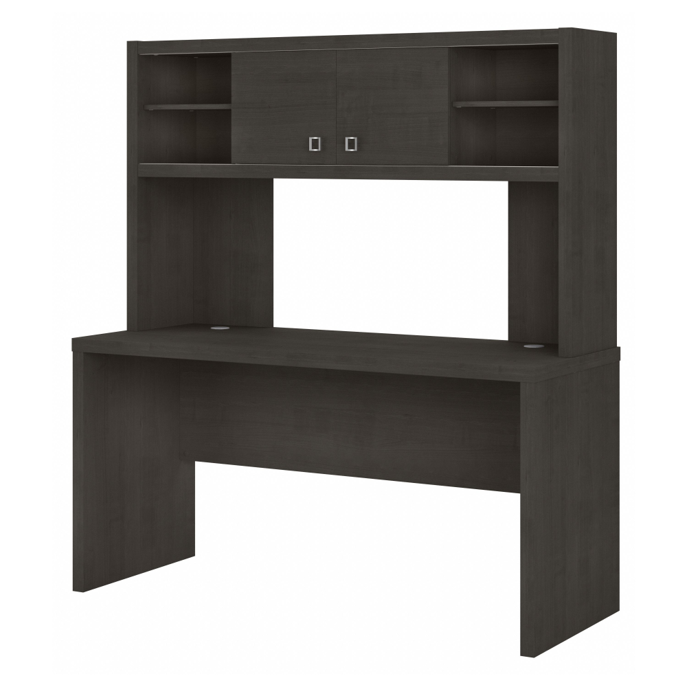 Shop Bush Business Furniture Echo 60W Credenza Desk with Hutch, Image 01, ECH030CM, #color_charcoal maple