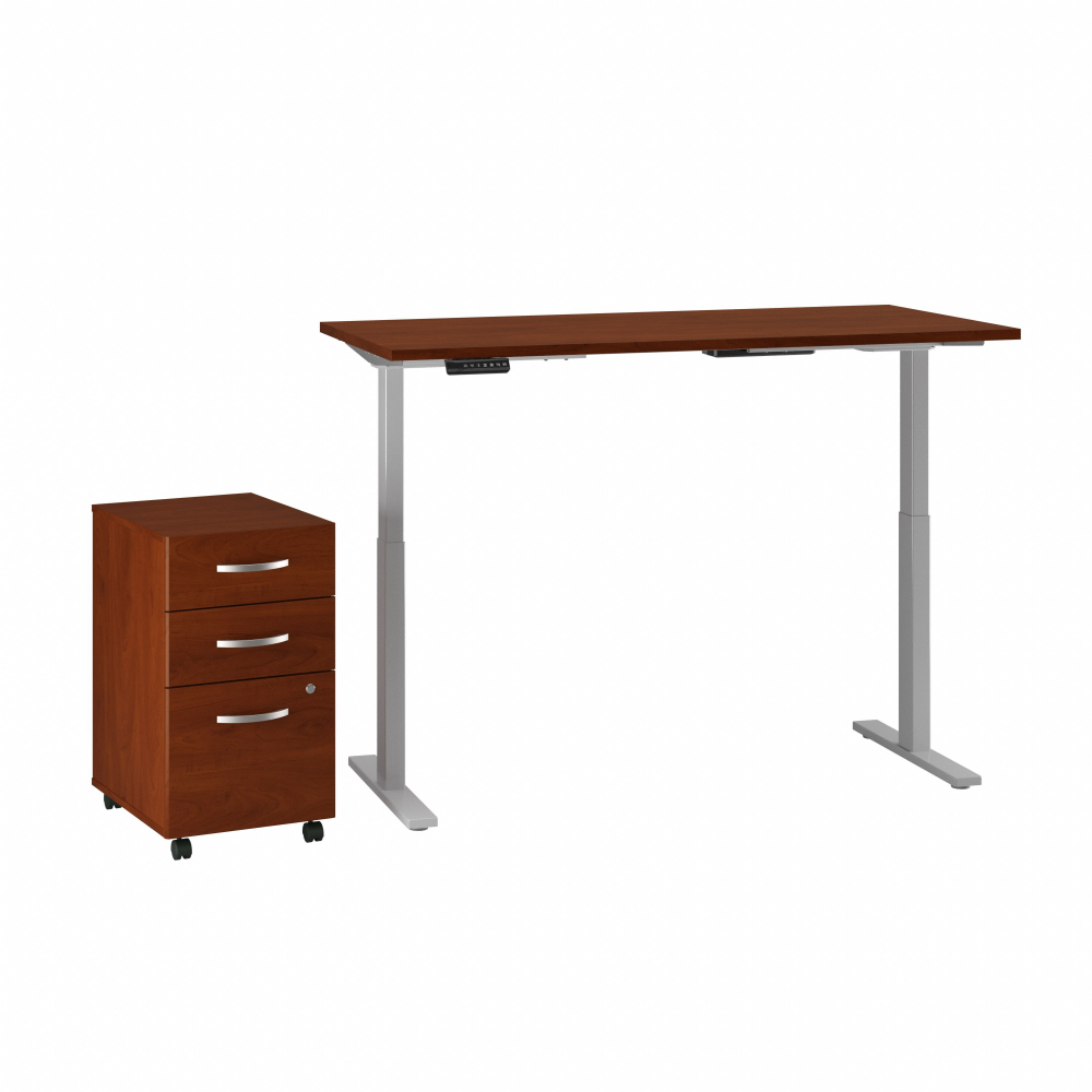 Shop Move 60 Series by Bush Business Furniture 60W x 30D Height Adjustable Standing Desk with Storage, Image 03, M6S011HC, #color_hansen cherry/cool gray metallic