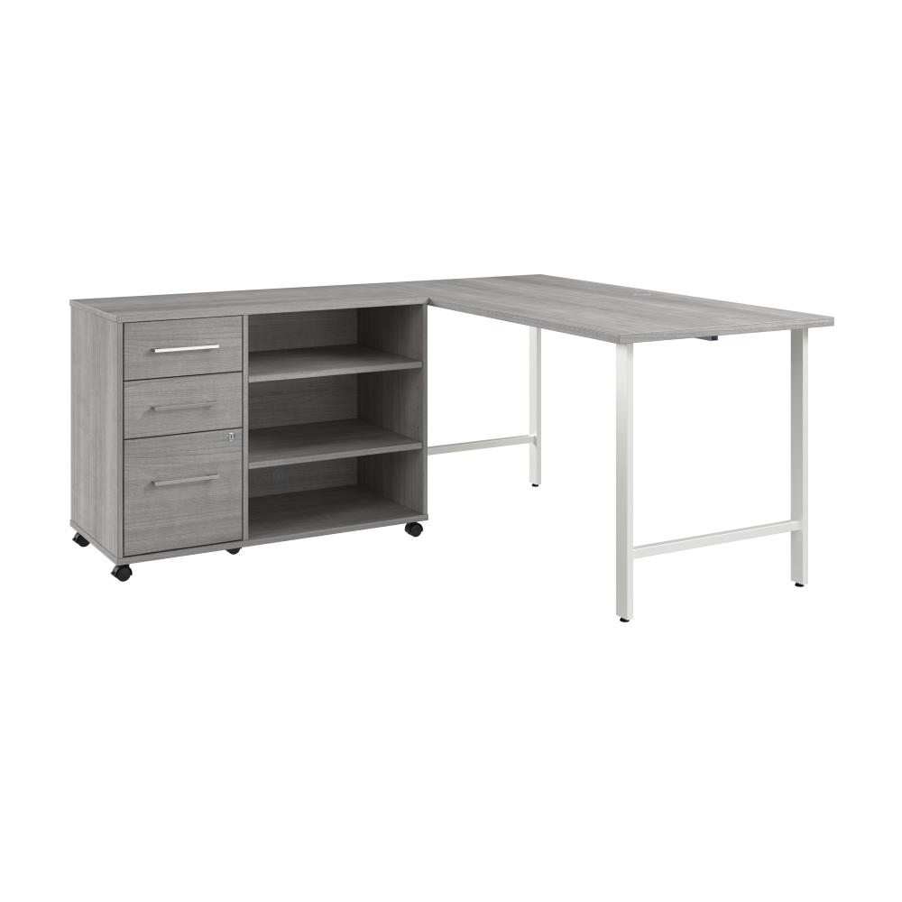 Shop Bush Business Furniture Hustle 60W x 30D Computer Desk and Storage Cabinet with Drawers and Shelves, Image 01, HUS009PG, #color_platinum gray