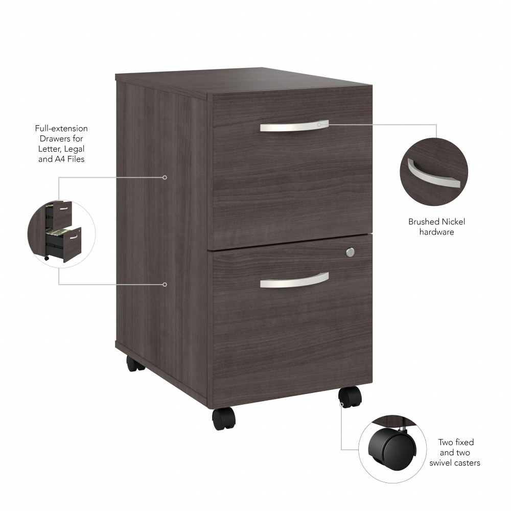Shop Bush Business Furniture Studio A 2 Drawer Mobile File Cabinet - Assembled, Image 08, SDF116SGSU-Z, #color_storm gray