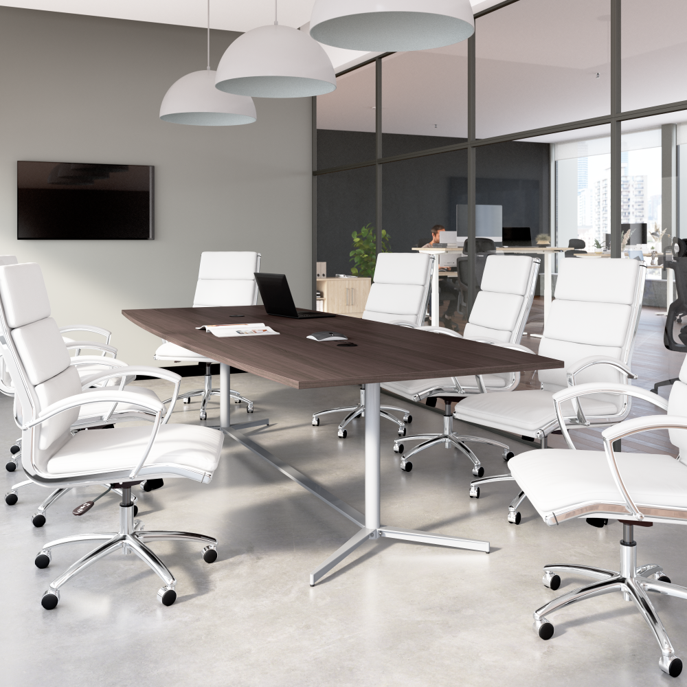 Shop Bush Business Furniture 120-inch Office Conference Table with Metal Base, Image 02, 99TBM120SGSVK, #color_storm gray