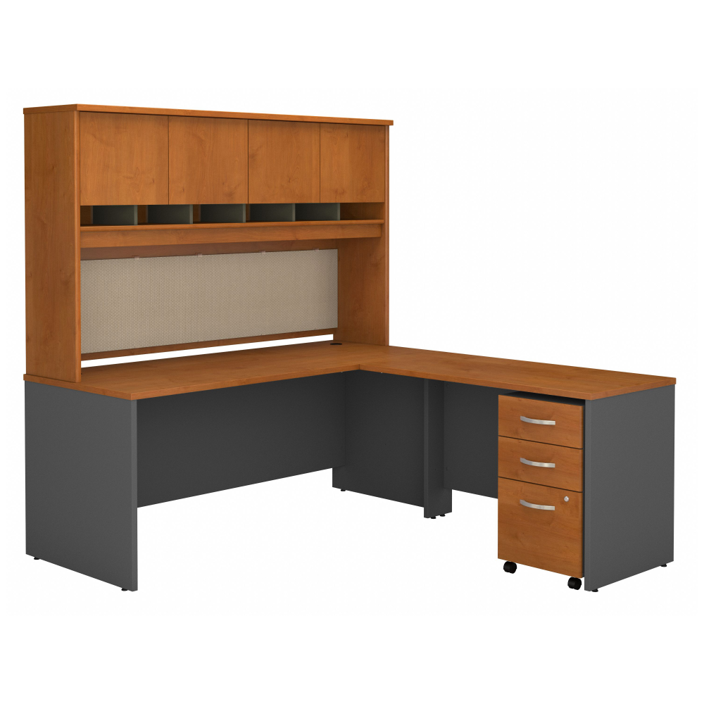 Shop Bush Business Furniture Series C 72W L Shaped Desk with Hutch and Mobile File Cabinet, Image 01, SRC0018NCSU, #color_natural cherry