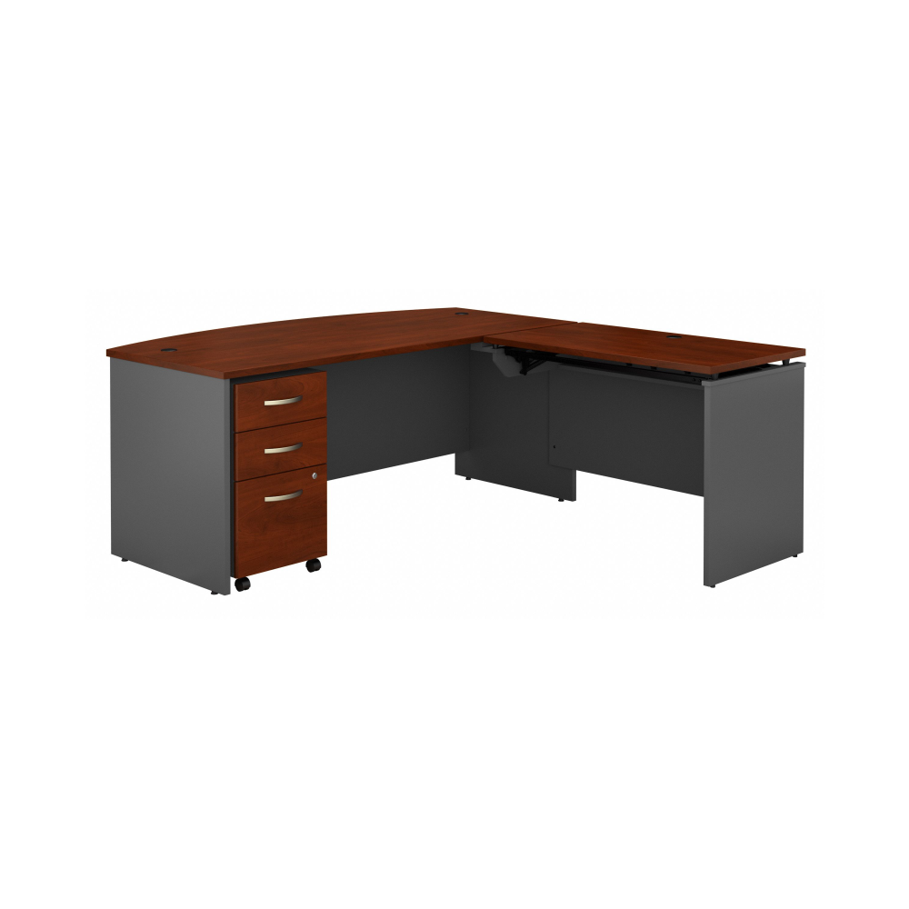 Shop Bush Business Furniture Series C 72W x 36D 3 Position Bow Front Sit to Stand L Shaped Desk with Mobile File Cabinet, Image 03, SRC126HCSU, #color_hansen cherry/graphite gray