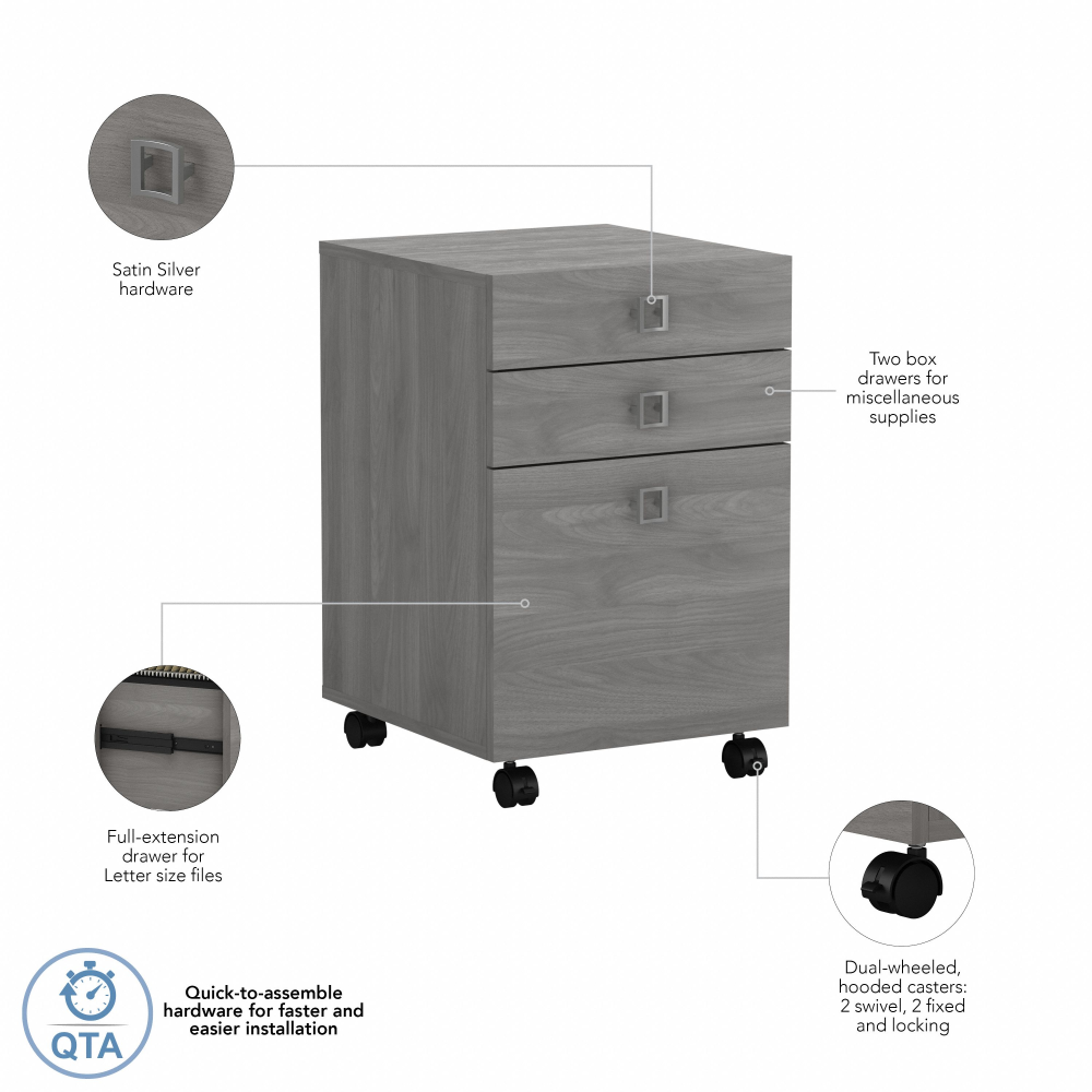Shop Bush Business Furniture Echo 3 Drawer Mobile File Cabinet, Image 08, KI60401-03, #color_modern gray