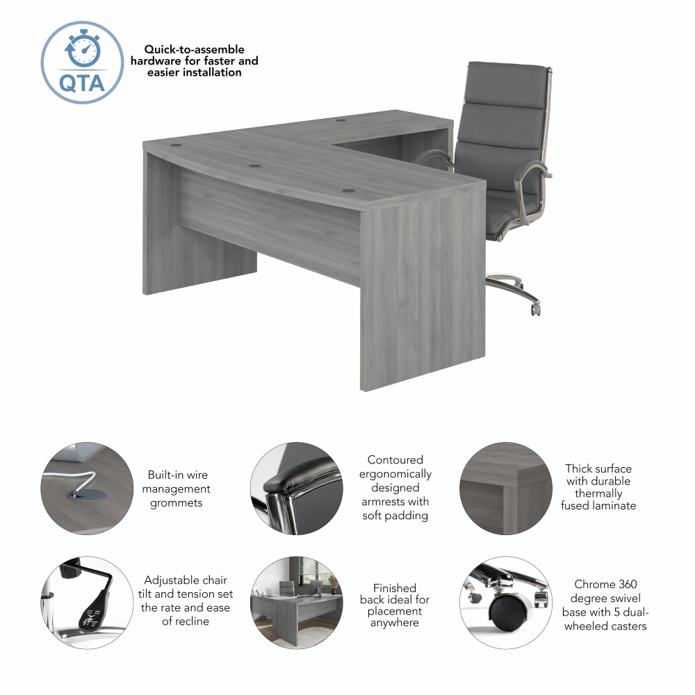 Shop Bush Business Furniture Echo 72W Bow Front L Shaped Desk and Chair Set, Image 07, ECH058MG, #color_modern gray