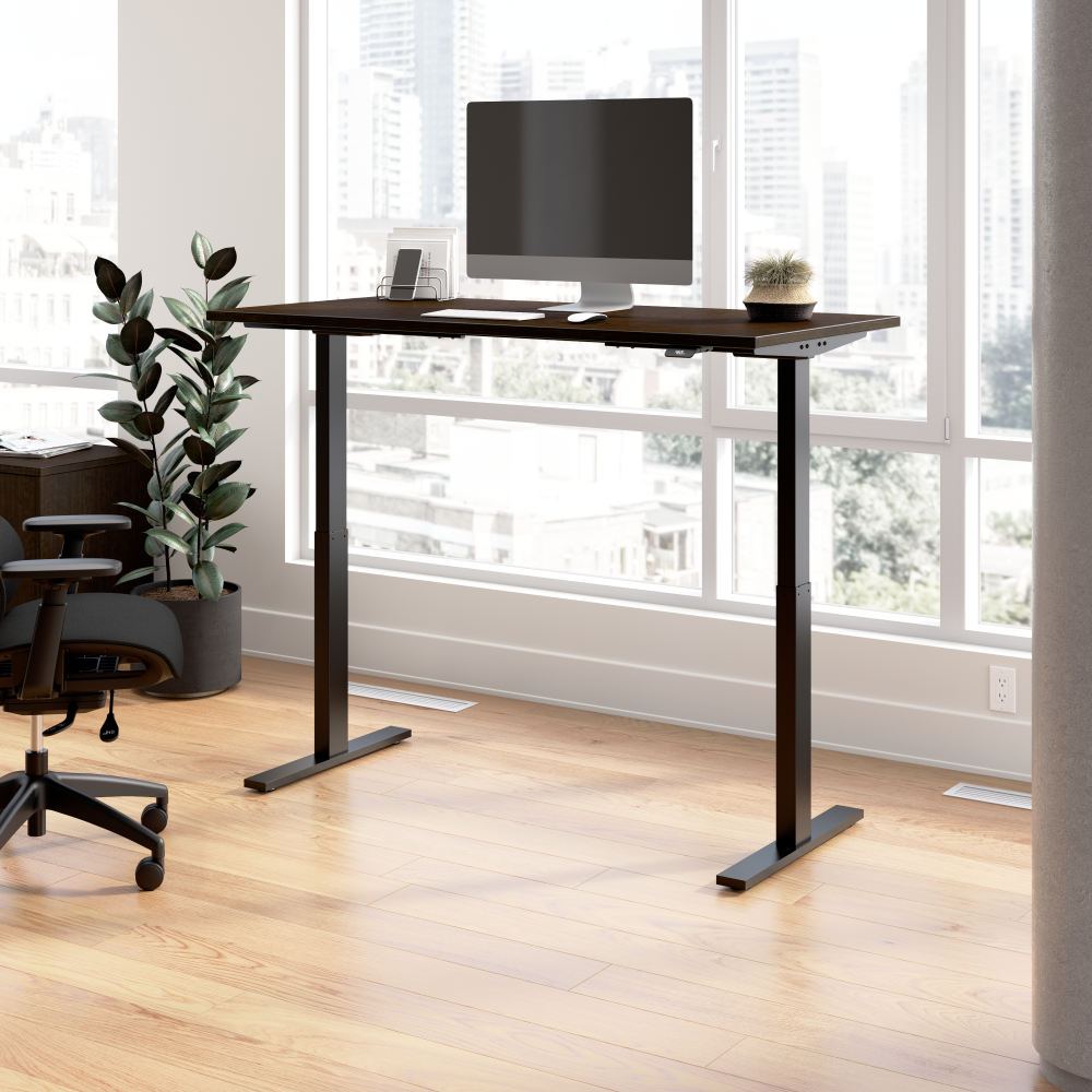 Shop Bush Business Furniture Move 60 Series 60W x 30D Electric Height Adjustable Standing Desk, Image 02, M6S6030MRBK, #color_mocha cherry/black powder coat