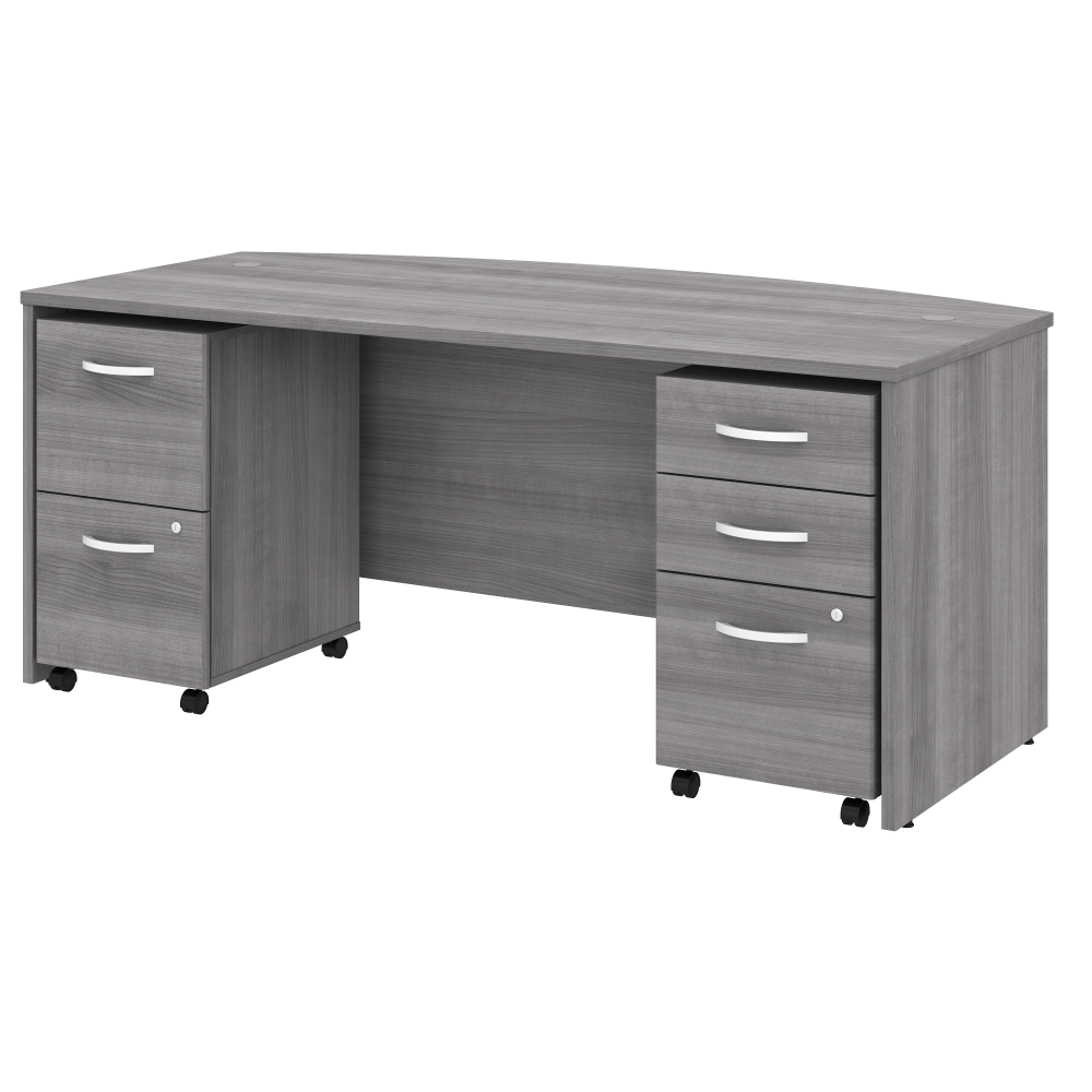 Shop Bush Business Furniture Studio C 72W x 36D Bow Front Desk with Mobile File Cabinets, Image 01, STC012PGSU, #color_platinum gray