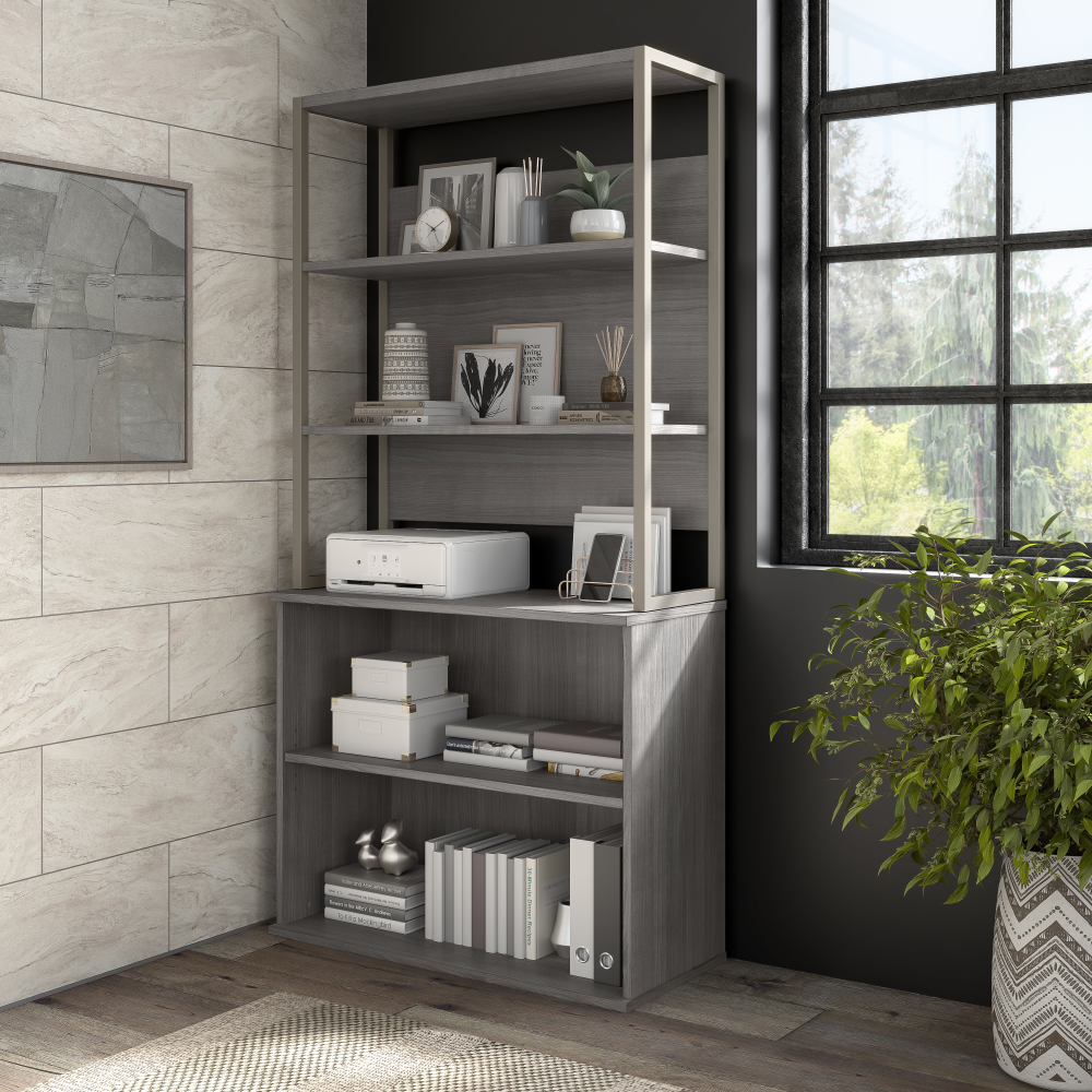 Shop Bush Business Furniture Hybrid 36W Bookcase Hutch, Image 02, HYH236PG, #color_platinum gray