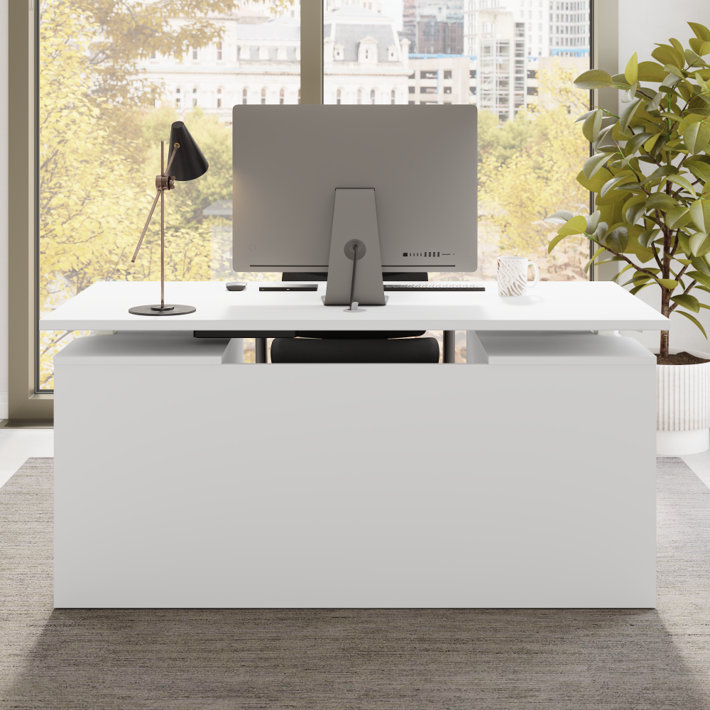Shop Bush Business Furniture Stratus 60W x 30D Electric Height Adjustable Standing Desk with Modesty Panel, Image 06, SUT003WH, #color_white