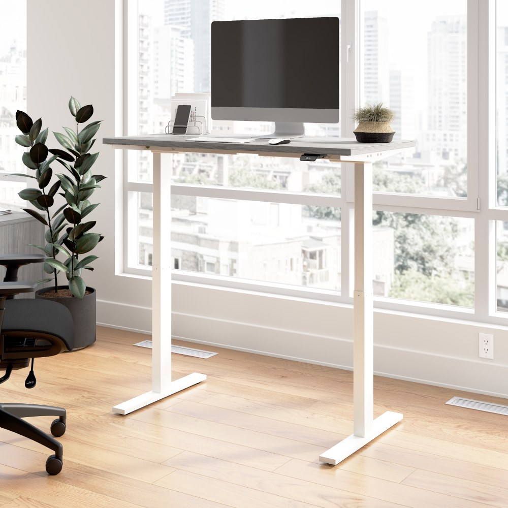Shop Bush Business Furniture Move 60 Series 48W x 24D Electric Height Adjustable Standing Desk, Image 02, M6S4824PGWK, #color_platinum gray/white powder coat