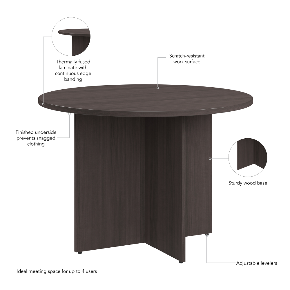 Shop Bush Business Furniture 42-inch Round Conference Table with Wood Base, Image 05, 99TB42RSG, #color_storm gray
