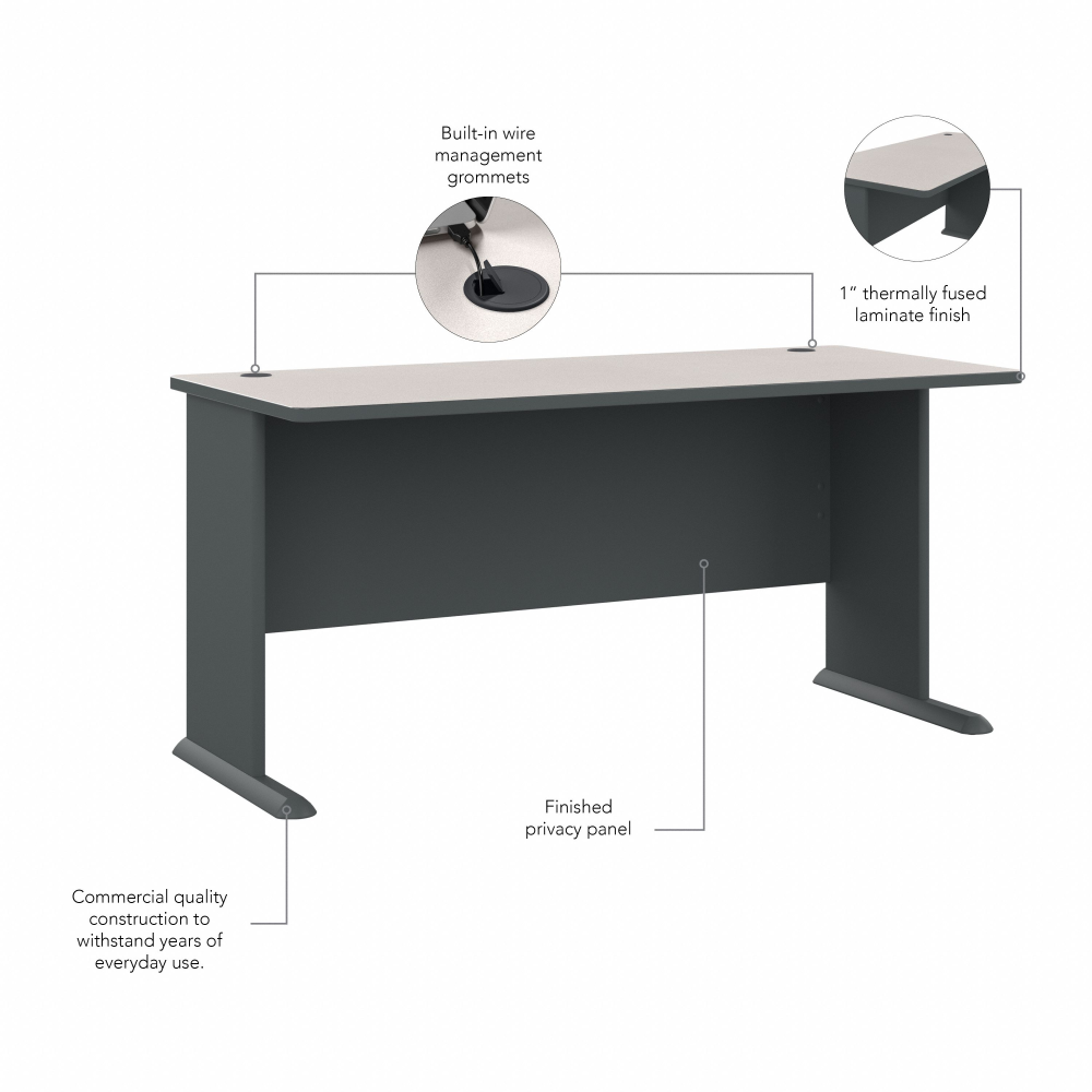 Shop Bush Business Furniture Series A 60W Desk, Image 07, WC8460A, #color_slate/white spectrum