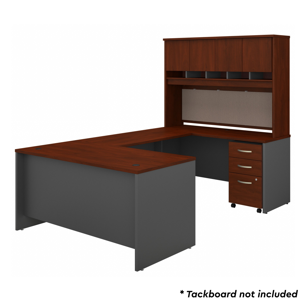 Shop Bush Business Furniture Series C 60W U Shaped Desk with Hutch and Mobile File Cabinet, Image 03, SRC149HCSU, #color_hansen cherry/graphite gray