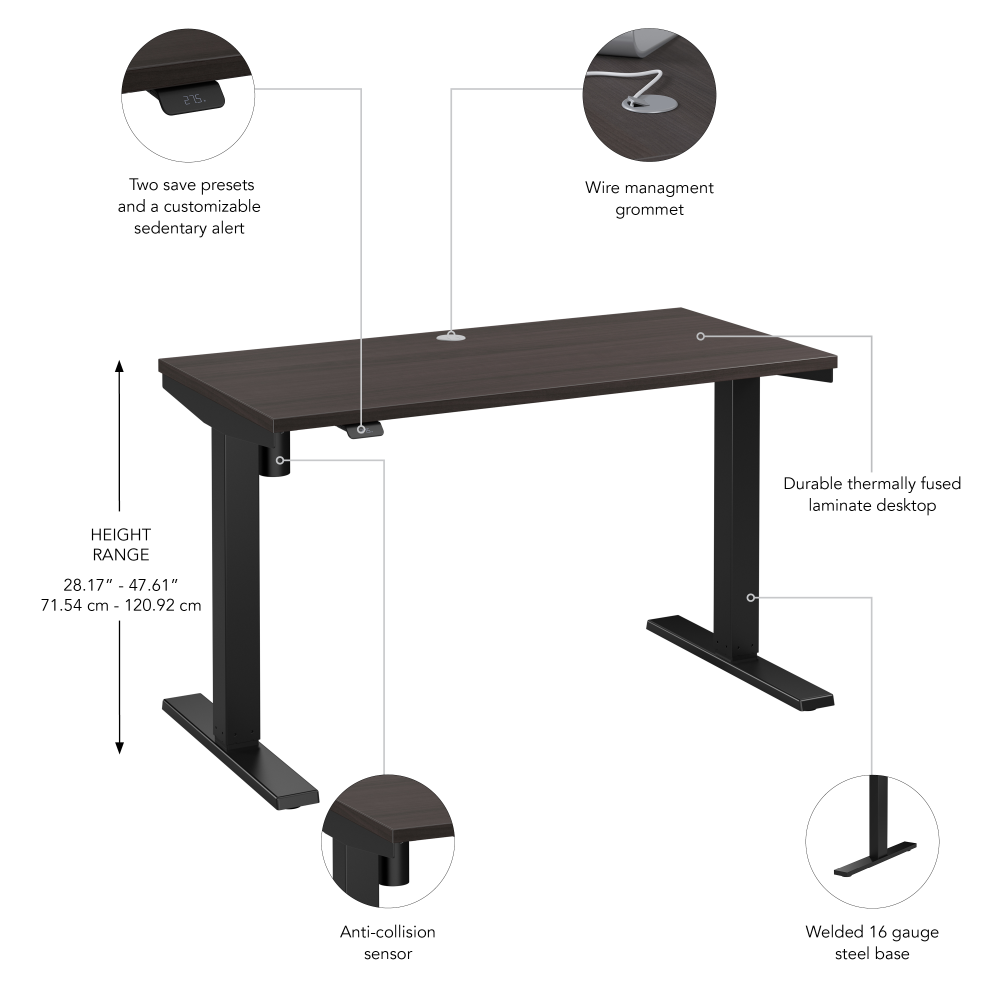 Shop Bush Business Furniture Move 40 Series 48W x 24D Electric Height Adjustable Standing Desk, Image 06, M4S4824SGBK, #color_storm gray/black powder coat