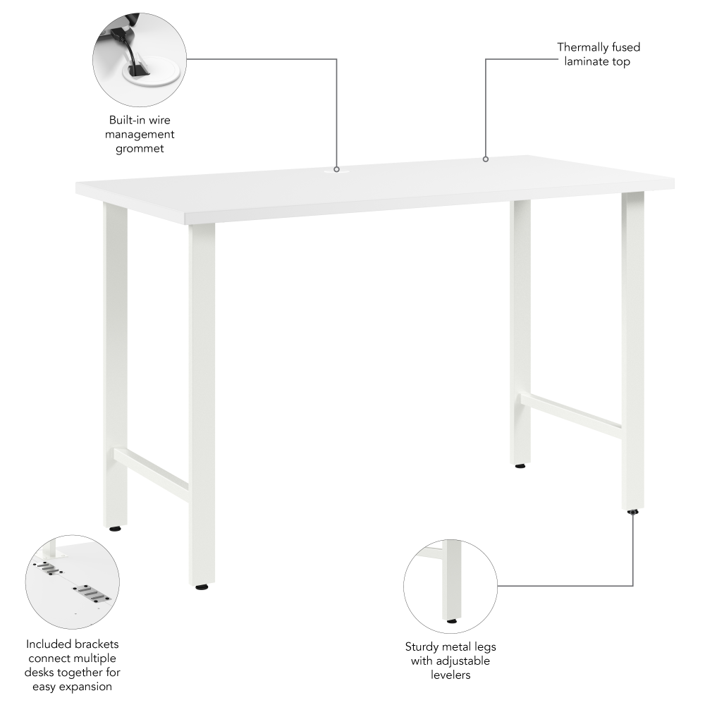 Shop Bush Business Furniture Hustle 48W x 24D Computer Desk with Metal Legs, Image 08, HUD148WH, #color_white