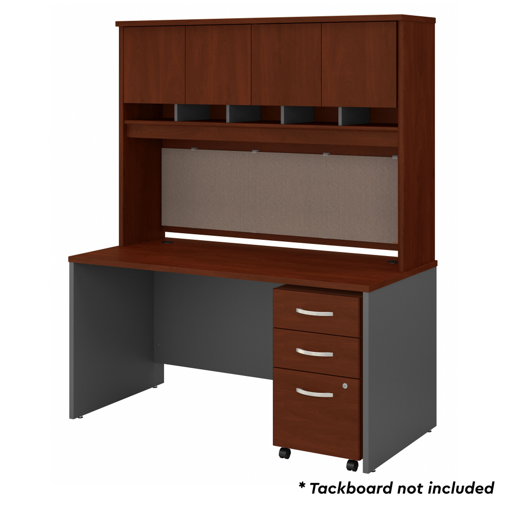 Shop Bush Business Furniture Series C 60W x 30D Office Desk with Hutch and Mobile File Cabinet, Image 03, SRC145HCSU, #color_hansen cherry/graphite gray