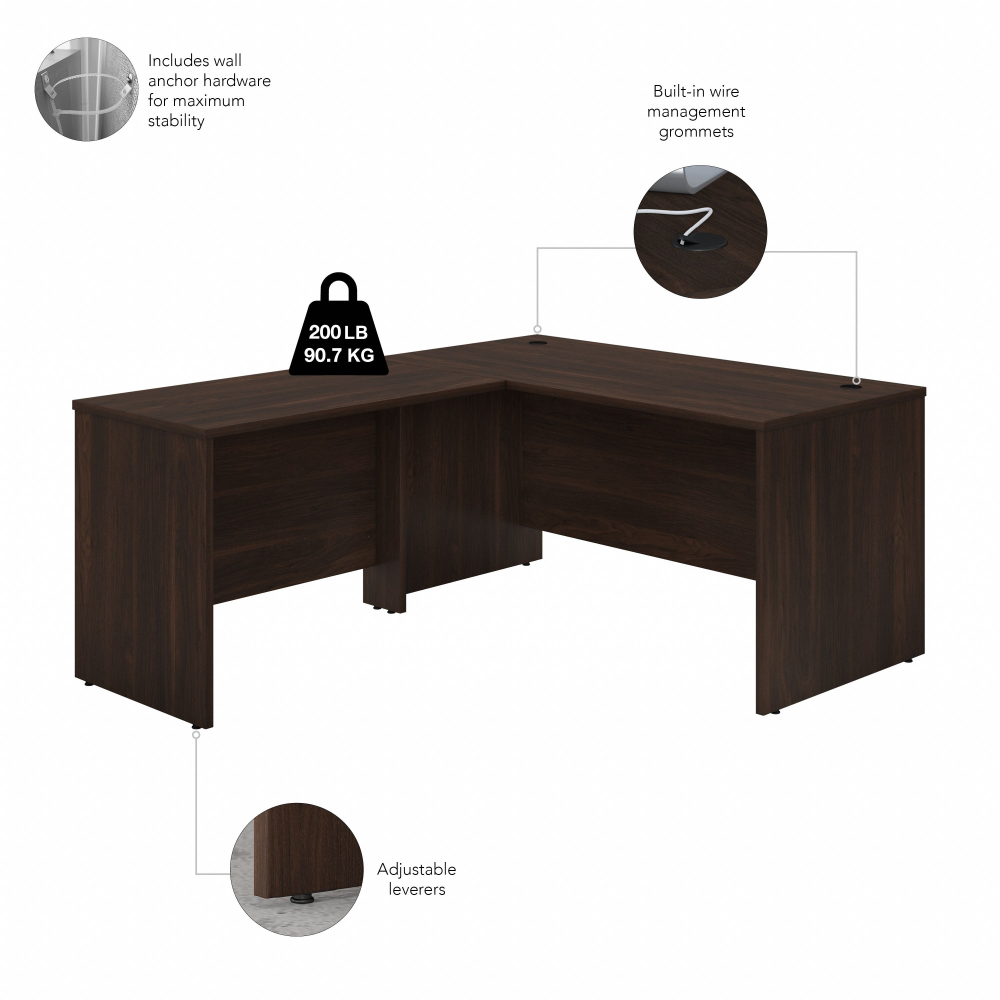 Shop Bush Business Furniture Studio C 60W x 30D L Shaped Desk with Mobile File Cabinet and 42W Return, Image 06, STC008BWSU, #color_black walnut