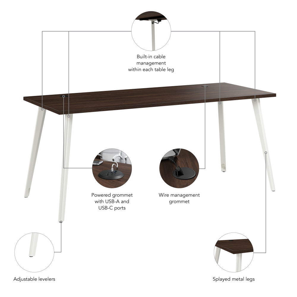 Shop Bush Business Furniture Vista 72W x 30D Computer Desk with Splayed Metal Legs, Image 06, VSD172BW, #color_black walnut