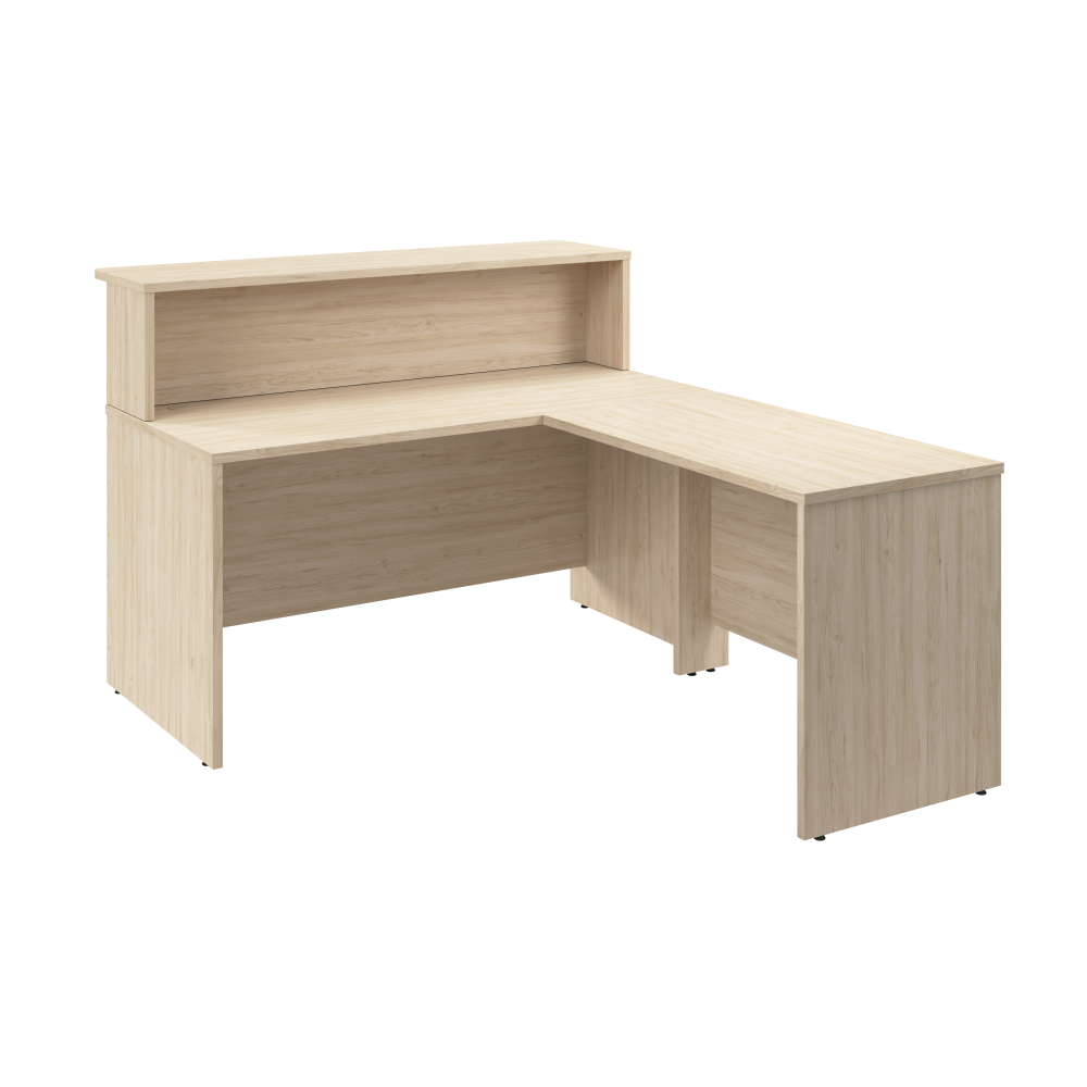Shop Bush Business Furniture Arrive 60W x 72D L Shaped Reception Desk with Shelf, Image 01, ARV003NE, #color_natural elm
